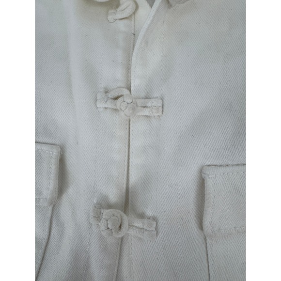 Lauren Jeans Co Lauren Denim Jacket Medium White Mandarin Collar Frog Button - Picture 6 of 16